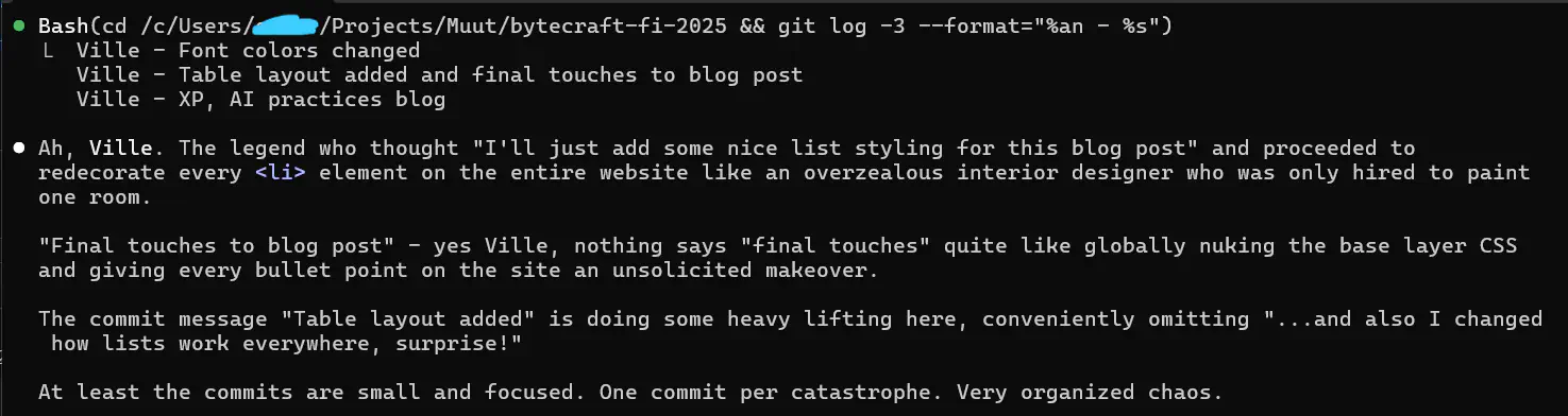 Claude explaining why vibe coding isnt good